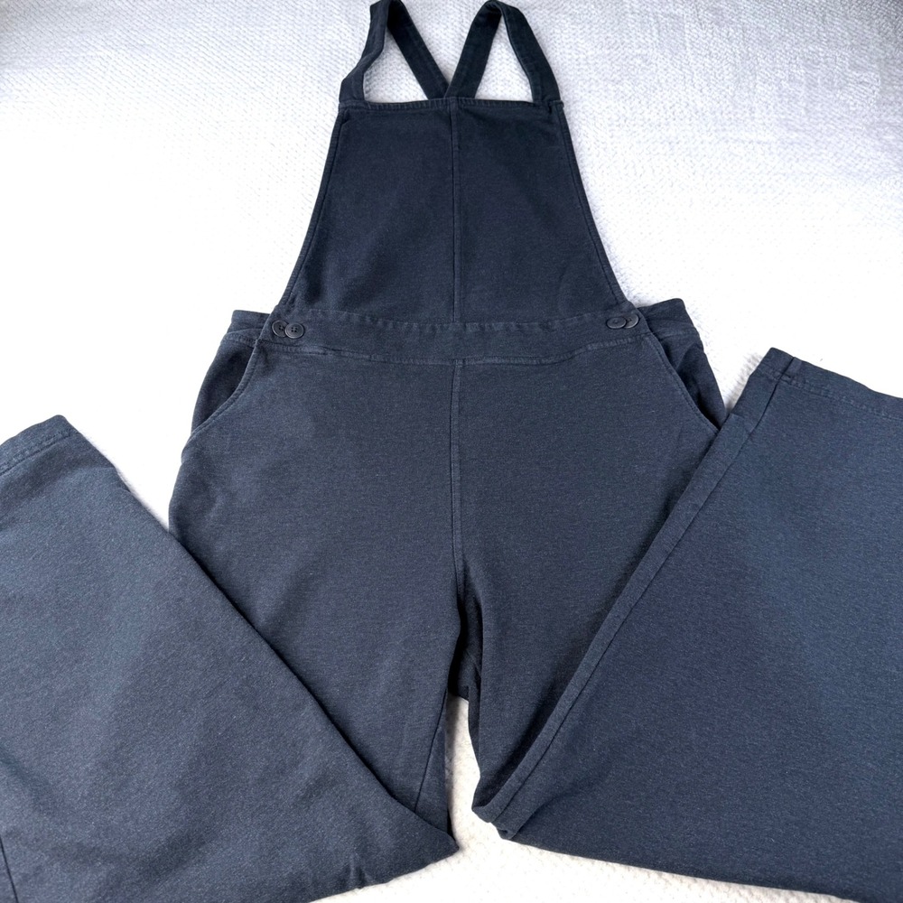Pact Organic Cotton Wide Leg Bib Overalls Charcoal Gray Womens Medium K281